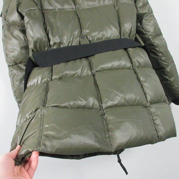 S13 Chalet Belted Faux Fur Women's M Green Trim Down Hooded Puffer Jacket - Picture 9 of 16